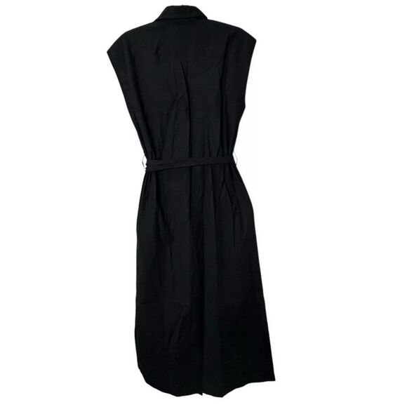 $118 Everlane Everlane The Supima Cotton Short-Sleeve Shirt Dress Pockets Black - Picture 2 of 8